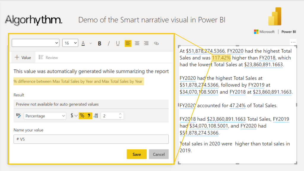 Inspecting how Power BI calculates another dynamic value similar to one we would like to request in natural language