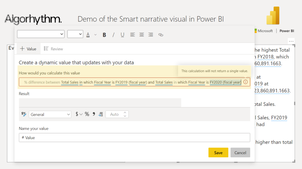 Demo showing Power BI not recognizing our natural language request